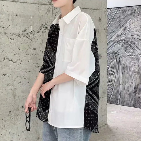 Patchwork Shirt Bandana Floral Graphic Oversized Shirt